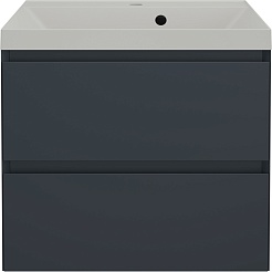 Style Line Тумба под раковину Манхэттен 60 Plus подвесная эмаль графит матовая – фотография-8